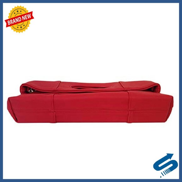 Synthetic Leather Fold Over Clutch with Detachable Chain, 13.5" - Picture 5 of 8